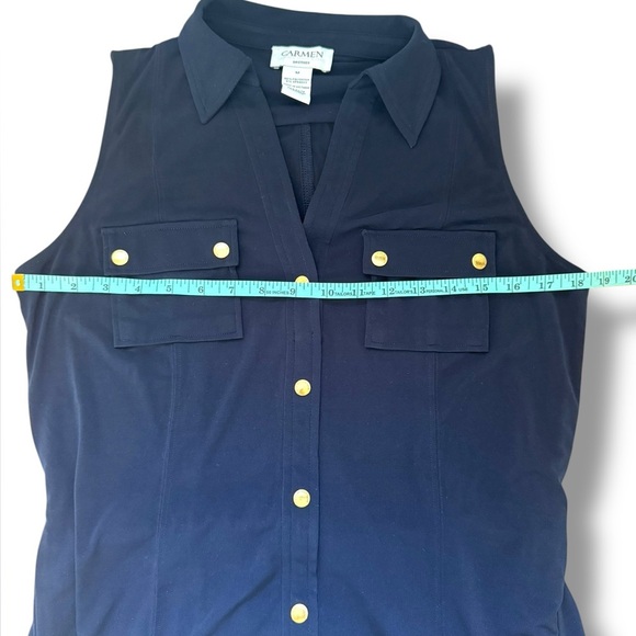 Carmen Marc Valvo Long Maxi‎ Navy Blue Dress Gold Buttons Size Medium EUC - Picture 5 of 8